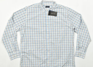 Double Pump Contemporary Men 2XLT Button Down Shirt Blue Plaid Long Sleeve NWT